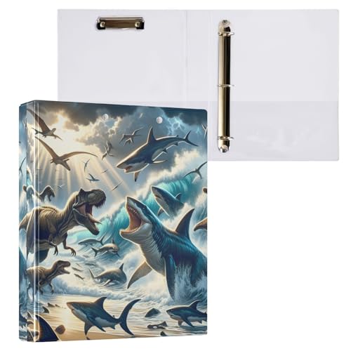 Ringbuch mit 3 Ringen, der Kampf zwischen Dinosauriern und Haien, 3,8 cm, runder Ringbuch, 200 Blatt, A4-Papierbinder-Organizer für Zuhause, Schule, Büro, 1 Stück Ringbuch mit 3 Ringen, der Kampf zwischen Dinosauriern und Haien, 3,8 cm, runder Ringbuch, 200 Blatt, A4-Papierbinder-Organizer für Zuhause, Schule, Büro, 1 Stück von Bolaz