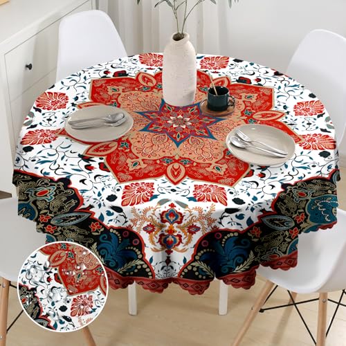 Tischdecke Rund 150 Abwaschbar Boho Style Mandala Runde Tischdecke für Draußen Polyester Outdoor Wetterfest Gartentischdecke für Küche Garten Gartentisch Esstisch Couchtisch Party Tischdecke Rund 150 Abwaschbar Boho Style Mandala Runde Tischdecke für Draußen Polyester Outdoor Wetterfest Gartentischdecke für Küche Garten Gartentisch Esstisch Couchtisch Party von Bold And Brash