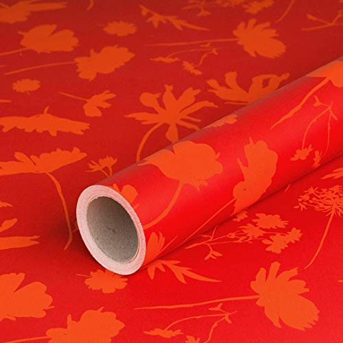Geschenkpapier Blumen Orange und Rot, Geburtstagpapier, 0,70 x 10 m Geschenkpapier Blumen Orange und Rot, Geburtstagpapier, 0,70 x 10 m von Bolis
