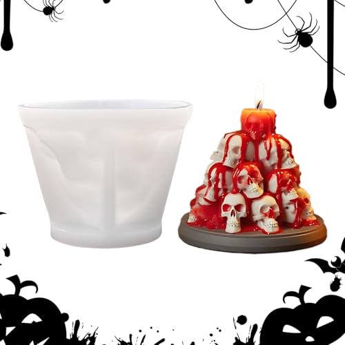Bollisate Halloween Totenkopf Kerzenform - Totenkopf Motiv Kerzen Gießform | Halloween Wohnzimmer Küche Bad Schlafzimmer Zentrumstück für Partys von Bollisate