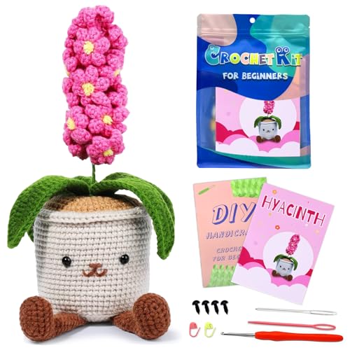 BoloShine Blume Häkelset für Anfänger, Stricken Set mit Häkelgarn Wolle und Häkelnadeln für Erwachsene Kinder, Amigurumi Crochet Kit Bastelset DIY mit Video und Anleitung- Hyazinthe Strickset von BoloShine