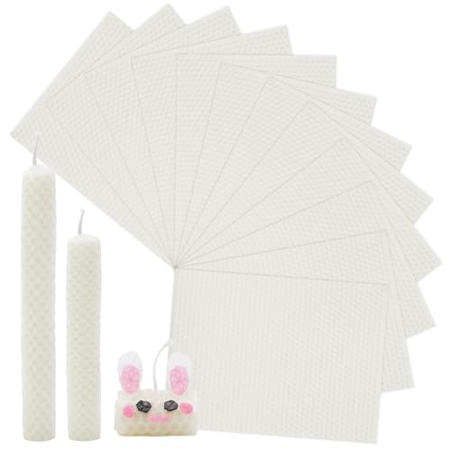 Bolosa 12 Bienenwachsplatten, Wachsplatten für Kerzen, Taufkerze Selber machen set, Wachsplatten zum Kerzen Verzieren, Kerzen Bemalen Set 20x15cm, für Erwachsene und Kinder(Weiß) von Bolosa