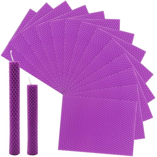 Bolosa 12 Bienenwachsplatten, Wachsplatten für Kerzen, Taufkerze Selber machen set, Wachsplatten zum Kerzen Verzieren, Kerzen Bemalen Set Lila, für Erwachsene und Kinder(20x15cm) von Bolosa