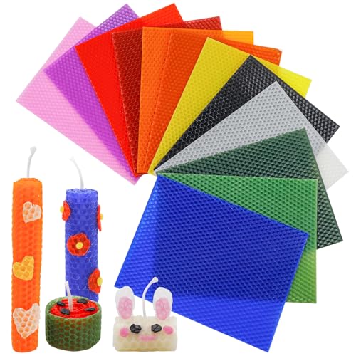 Bolosa 12 Bienenwachsplatten, Wachsplatten für Kerzen, Taufkerze Selber machen set, Kerzen Selber Machen Set, Wachsplatten zum Kerzen Verzieren, Kerzen Bemalen Set, für Erwachsene und Kinder(20x15cm Bolosa 12 Bienenwachsplatten, Wachsplatten für Kerzen, Taufkerze Selber machen set, Kerzen Selber Machen Set, Wachsplatten zum Kerzen Verzieren, Kerzen Bemalen Set, für Erwachsene und Kinder(20x15cm von Bolosa