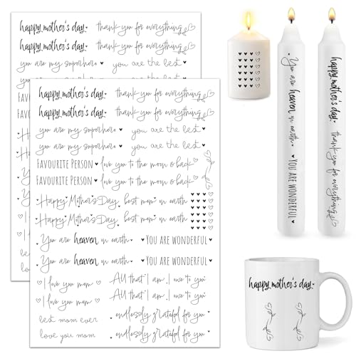 Bolosa 2 Stück Kerzentattoos Muttertag A4,Wasserschiebefolie Kerzen,Kerzen Aufkleber Geburtstag,Kerzensticker Kerzenfolie,Kerzen Tattoofolie Sprüche Geschenk Mama für Lieblingsmensch,Happy Birthday Bolosa 2 Stück Kerzentattoos Muttertag A4,Wasserschiebefolie Kerzen,Kerzen Aufkleber Geburtstag,Kerzensticker Kerzenfolie,Kerzen Tattoofolie Sprüche Geschenk Mama für Lieblingsmensch,Happy Birthday von Bolosa