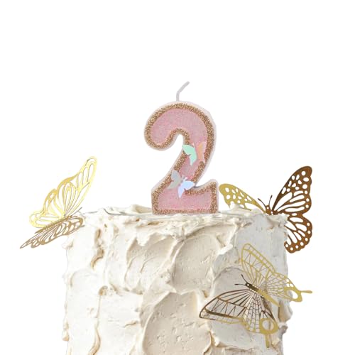 Bolosa Geburtstagskerzen Zahlen 2, Kerze 2. Geburtstag, Schmetterling Geburtstagskerzen, Geburtstagskerzen Kinder, Geburtstagskerzen fürTorte, Birthday Candles, mit Tortendeko, Gold und Rosa Bolosa Geburtstagskerzen Zahlen 2, Kerze 2. Geburtstag, Schmetterling Geburtstagskerzen, Geburtstagskerzen Kinder, Geburtstagskerzen fürTorte, Birthday Candles, mit Tortendeko, Gold und Rosa von Bolosa