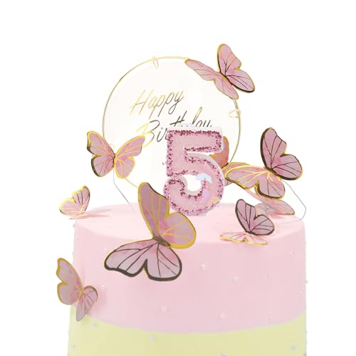 Bolosa Geburtstagskerzen Zahlen 5, Kerze 5. Geburtstag, Schmetterling Geburtstagskerzen, Geburtstagskerzen Kinder, Geburtstagskerzen fürTorte, Birthday Candles, mit Happy Birthday Tortendeko, Rosa Bolosa Geburtstagskerzen Zahlen 5, Kerze 5. Geburtstag, Schmetterling Geburtstagskerzen, Geburtstagskerzen Kinder, Geburtstagskerzen fürTorte, Birthday Candles, mit Happy Birthday Tortendeko, Rosa von Bolosa
