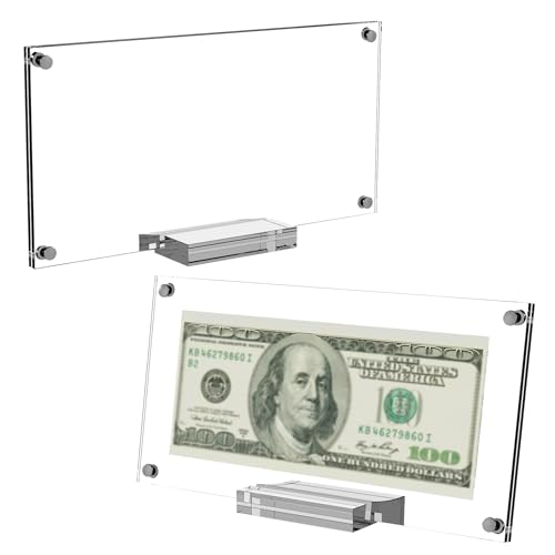 Boloyo Acryl-Dollarschein-Präsentationsrahmen, 19,1 cm, transparent, Tischplatte, Geldständer, Ständer, Staffelei, Bodenschutz für Sammler von Boloyo
