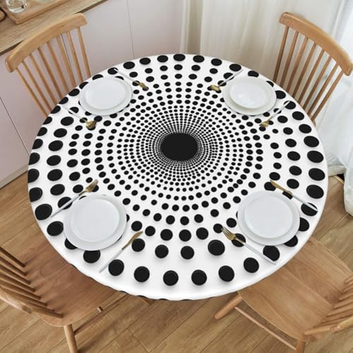 Boltpack Schwarz-weiße Tischdecke mit elastischem Rand, runde Tischdecke, waschbar, wiederverwendbar, Tischdecke für Küche, Esszimmer, Party Boltpack Schwarz-weiße Tischdecke mit elastischem Rand, runde Tischdecke, waschbar, wiederverwendbar, Tischdecke für Küche, Esszimmer, Party von Boltpack