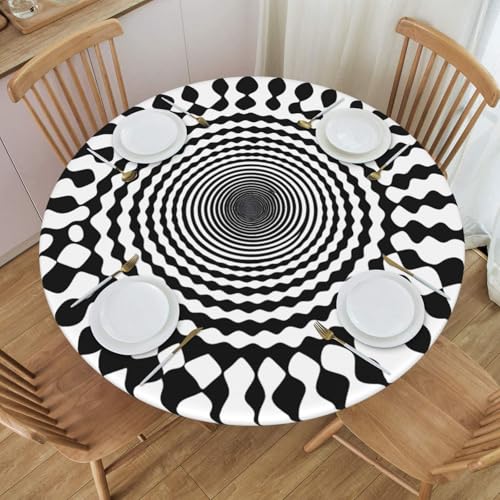 Boltpack Schwarz-weiße Tischdecke mit elastischem Rand, runde Tischdecke, waschbar, wiederverwendbar, Tischdecke für Küche, Esszimmer, Party Boltpack Schwarz-weiße Tischdecke mit elastischem Rand, runde Tischdecke, waschbar, wiederverwendbar, Tischdecke für Küche, Esszimmer, Party von Boltpack