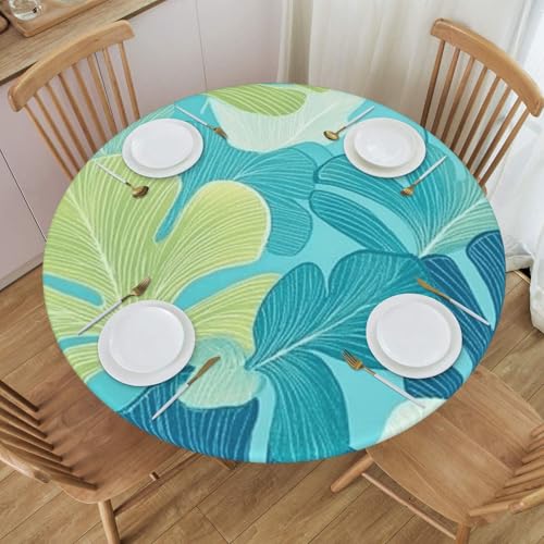 Boltpack Tischdecke mit Blattdruck und elastischem Rand, runde Tischdecke, waschbar, wiederverwendbar, Tischdecke für Küche, Esszimmer, Party Boltpack Tischdecke mit Blattdruck und elastischem Rand, runde Tischdecke, waschbar, wiederverwendbar, Tischdecke für Küche, Esszimmer, Party von Boltpack