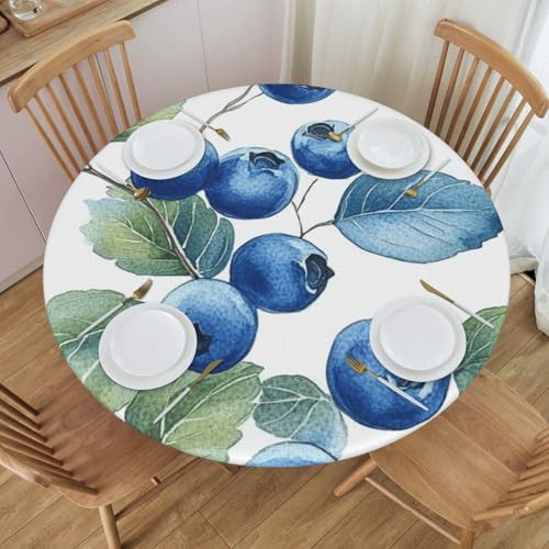 Boltpack Tischdecke mit Blaubeer- und Blätteraufdruck, mit elastischem Rand, runde Tischdecke, waschbar, wiederverwendbar, Tischdecke für Küche, Esszimmer, Party Boltpack Tischdecke mit Blaubeer- und Blätteraufdruck, mit elastischem Rand, runde Tischdecke, waschbar, wiederverwendbar, Tischdecke für Küche, Esszimmer, Party von Boltpack