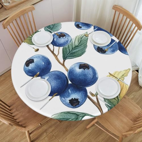 Boltpack Tischdecke mit Blaubeer- und Blätteraufdruck, mit elastischem Rand, runde Tischdecke, waschbar, wiederverwendbar, Tischdecke für Küche, Esszimmer, Party Boltpack Tischdecke mit Blaubeer- und Blätteraufdruck, mit elastischem Rand, runde Tischdecke, waschbar, wiederverwendbar, Tischdecke für Küche, Esszimmer, Party von Boltpack