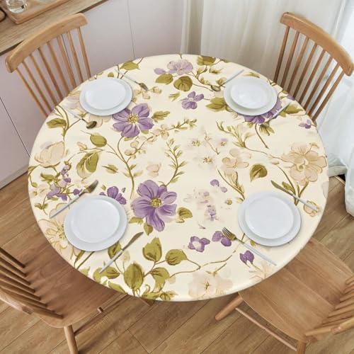Boltpack Tischdecke mit Blumenmuster, rund, waschbar, wiederverwendbar, für Küche, Esszimmer, Party, Beige Boltpack Tischdecke mit Blumenmuster, rund, waschbar, wiederverwendbar, für Küche, Esszimmer, Party, Beige von Boltpack
