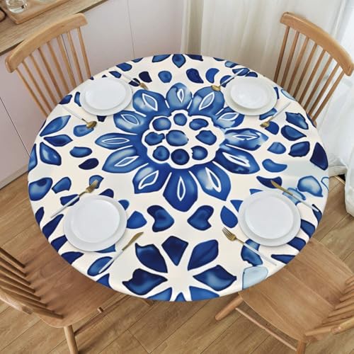 Boltpack Tischdecke mit Mandala-Aufdruck und elastischem Rand, runde Tischdecke, waschbar, wiederverwendbar, Tischdecke für Küche, Esszimmer, Party von Boltpack