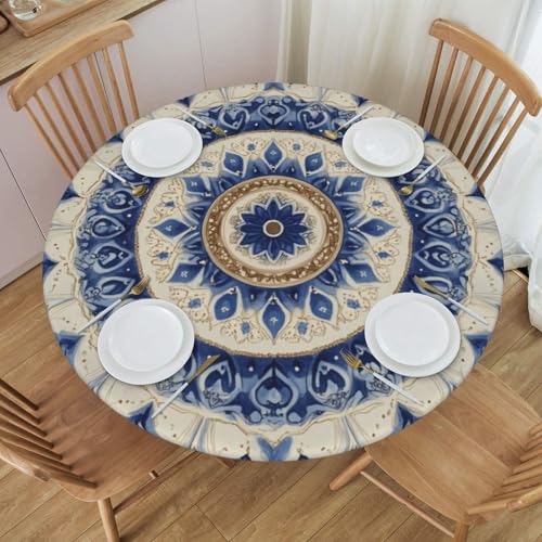 Boltpack Tischdecke mit Mandala-Blumendruck und elastischem Rand, runde Tischdecke, waschbar, wiederverwendbar, Tischdecke für Küche, Esszimmer, Party Boltpack Tischdecke mit Mandala-Blumendruck und elastischem Rand, runde Tischdecke, waschbar, wiederverwendbar, Tischdecke für Küche, Esszimmer, Party von Boltpack