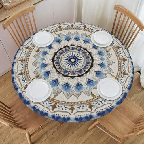 Boltpack Tischdecke mit Mandala-Blumendruck und elastischem Rand, runde Tischdecke, waschbar, wiederverwendbar, Tischdecke für Küche, Esszimmer, Party Boltpack Tischdecke mit Mandala-Blumendruck und elastischem Rand, runde Tischdecke, waschbar, wiederverwendbar, Tischdecke für Küche, Esszimmer, Party von Boltpack