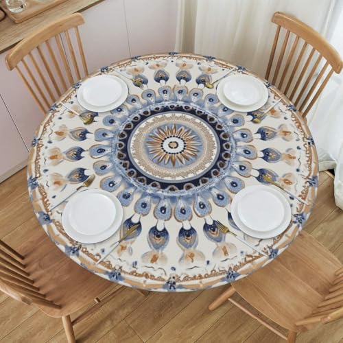 Boltpack Tischdecke mit Mandala-Blumendruck und elastischem Rand, runde Tischdecke, waschbar, wiederverwendbar, Tischdecke für Küche, Esszimmer, Party Boltpack Tischdecke mit Mandala-Blumendruck und elastischem Rand, runde Tischdecke, waschbar, wiederverwendbar, Tischdecke für Küche, Esszimmer, Party von Boltpack