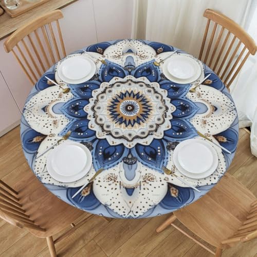 Boltpack Tischdecke mit Mandala-Blumendruck und elastischem Rand, runde Tischdecke, waschbar, wiederverwendbar, Tischdecke für Küche, Esszimmer, Party Boltpack Tischdecke mit Mandala-Blumendruck und elastischem Rand, runde Tischdecke, waschbar, wiederverwendbar, Tischdecke für Küche, Esszimmer, Party von Boltpack