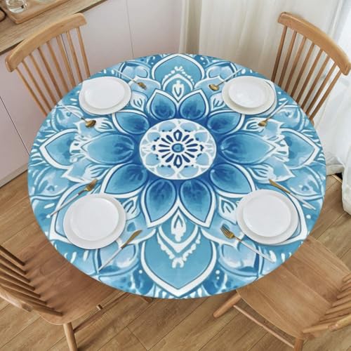Boltpack Tischdecke mit Mandala-Druck, rund, waschbar, wiederverwendbar, für Küche, Esszimmer, Party, Blau Boltpack Tischdecke mit Mandala-Druck, rund, waschbar, wiederverwendbar, für Küche, Esszimmer, Party, Blau von Boltpack
