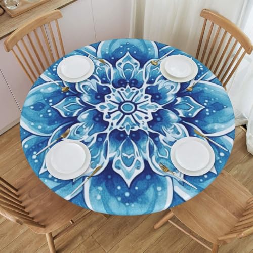 Boltpack Tischdecke mit Mandala-Druck, rund, waschbar, wiederverwendbar, für Küche, Esszimmer, Party, Blau von Boltpack
