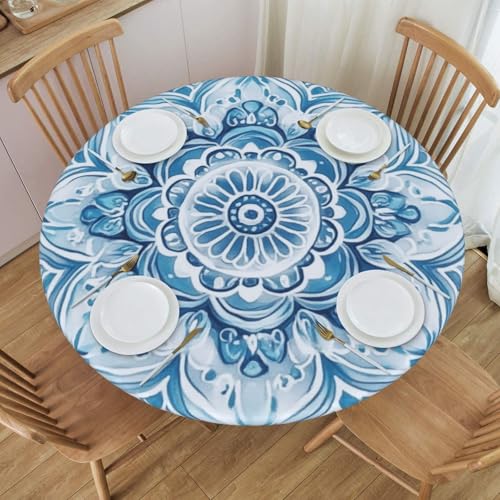 Boltpack Tischdecke mit Mandala-Druck, rund, waschbar, wiederverwendbar, für Küche, Esszimmer, Party, Blau Boltpack Tischdecke mit Mandala-Druck, rund, waschbar, wiederverwendbar, für Küche, Esszimmer, Party, Blau von Boltpack