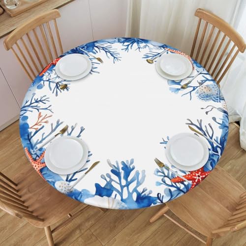 Boltpack Tischdecke mit Meeresmotiv und Seestern-Motiv, mit elastischem Rand, runde Tischdecke, waschbar, wiederverwendbar, Tischdecke für Küche, Esszimmer, Party Boltpack Tischdecke mit Meeresmotiv und Seestern-Motiv, mit elastischem Rand, runde Tischdecke, waschbar, wiederverwendbar, Tischdecke für Küche, Esszimmer, Party von Boltpack