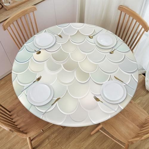 Boltpack Tischdecke mit Meerjungfrauenschuppen-Druck, mit elastischem Rand, runde Tischdecke, waschbar, wiederverwendbar, Tischdecke für Küche, Esszimmer, Party Boltpack Tischdecke mit Meerjungfrauenschuppen-Druck, mit elastischem Rand, runde Tischdecke, waschbar, wiederverwendbar, Tischdecke für Küche, Esszimmer, Party von Boltpack