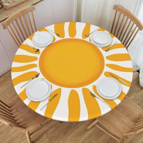 Boltpack Tischdecke mit Sonnenmuster und elastischem Rand, runde Tischdecke, waschbar, wiederverwendbar, Tischdecke für Küche, Esszimmer, Party Boltpack Tischdecke mit Sonnenmuster und elastischem Rand, runde Tischdecke, waschbar, wiederverwendbar, Tischdecke für Küche, Esszimmer, Party von Boltpack