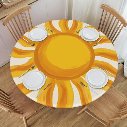 Boltpack Tischdecke mit Sonnenmuster und elastischem Rand, runde Tischdecke, waschbar, wiederverwendbar, Tischdecke für Küche, Esszimmer, Party Boltpack Tischdecke mit Sonnenmuster und elastischem Rand, runde Tischdecke, waschbar, wiederverwendbar, Tischdecke für Küche, Esszimmer, Party von Boltpack