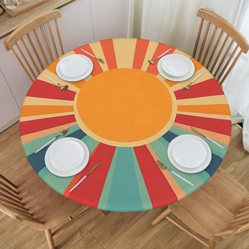 Boltpack Tischdecke mit Sonnenmuster und elastischem Rand, runde Tischdecke, waschbar, wiederverwendbar, Tischdecke für Küche, Esszimmer, Party Boltpack Tischdecke mit Sonnenmuster und elastischem Rand, runde Tischdecke, waschbar, wiederverwendbar, Tischdecke für Küche, Esszimmer, Party von Boltpack