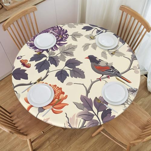 Boltpack Tischdecke mit Vogelmotiv, mit elastischem Rand, runde Tischdecke, waschbar, wiederverwendbar, Tischdecke für Küche, Esszimmer, Party Boltpack Tischdecke mit Vogelmotiv, mit elastischem Rand, runde Tischdecke, waschbar, wiederverwendbar, Tischdecke für Küche, Esszimmer, Party von Boltpack