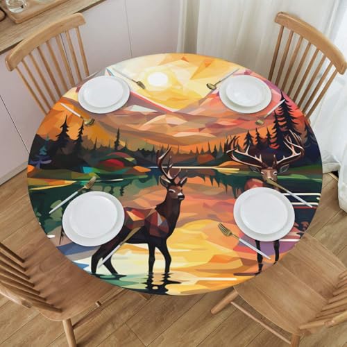 Boltpack Tischdecke mit abstraktem Bergmotiv und elastischem Rand, runde Tischdecke, waschbar, wiederverwendbar, Tischdecke für Küche, Esszimmer, Party Boltpack Tischdecke mit abstraktem Bergmotiv und elastischem Rand, runde Tischdecke, waschbar, wiederverwendbar, Tischdecke für Küche, Esszimmer, Party von Boltpack