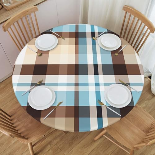 Boltpack Tischdecke mit blauem Karomuster und elastischem Rand, runde Tischdecke, waschbar, wiederverwendbar, Tischdecke für Küche, Esszimmer, Party Boltpack Tischdecke mit blauem Karomuster und elastischem Rand, runde Tischdecke, waschbar, wiederverwendbar, Tischdecke für Küche, Esszimmer, Party von Boltpack