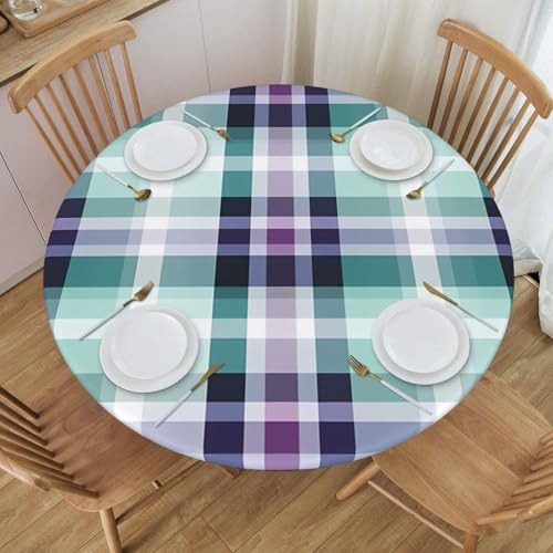 Boltpack Tischdecke mit blauem Karomuster und elastischem Rand, runde Tischdecke, waschbar, wiederverwendbar, Tischdecke für Küche, Esszimmer, Party Boltpack Tischdecke mit blauem Karomuster und elastischem Rand, runde Tischdecke, waschbar, wiederverwendbar, Tischdecke für Küche, Esszimmer, Party von Boltpack
