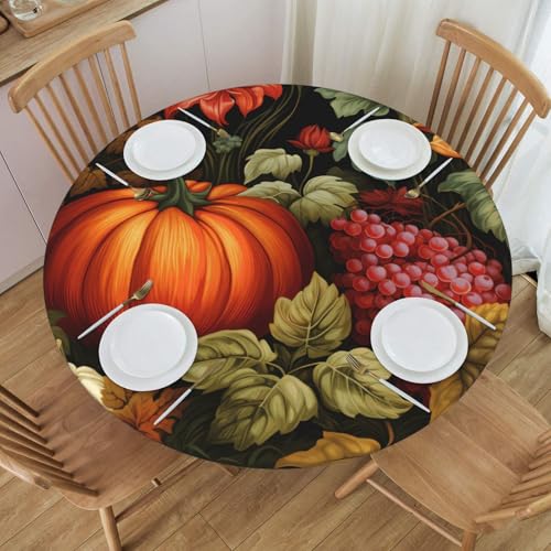 Boltpack Tischdecke mit böhmischem Blumendruck, mit elastischem Rand, runde Tischdecke, waschbar, wiederverwendbar, Tischdecke für Küche, Esszimmer, Party Boltpack Tischdecke mit böhmischem Blumendruck, mit elastischem Rand, runde Tischdecke, waschbar, wiederverwendbar, Tischdecke für Küche, Esszimmer, Party von Boltpack
