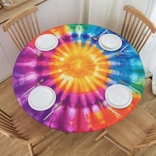 Boltpack Tischdecke mit buntem Batikdruck und elastischem Rand, runde Tischdecke, waschbar, wiederverwendbar, Tischdecke für Küche, Esszimmer, Party Boltpack Tischdecke mit buntem Batikdruck und elastischem Rand, runde Tischdecke, waschbar, wiederverwendbar, Tischdecke für Küche, Esszimmer, Party von Boltpack
