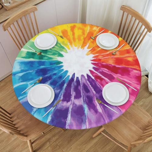 Boltpack Tischdecke mit buntem Batikdruck und elastischem Rand, runde Tischdecke, waschbar, wiederverwendbar, Tischdecke für Küche, Esszimmer, Party Boltpack Tischdecke mit buntem Batikdruck und elastischem Rand, runde Tischdecke, waschbar, wiederverwendbar, Tischdecke für Küche, Esszimmer, Party von Boltpack