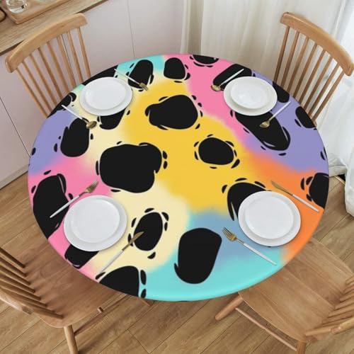 Boltpack Tischdecke mit buntem Leopardenmuster und elastischem Rand, runde Tischdecke, waschbar, wiederverwendbar, Tischdecke für Küche, Esszimmer, Party Boltpack Tischdecke mit buntem Leopardenmuster und elastischem Rand, runde Tischdecke, waschbar, wiederverwendbar, Tischdecke für Küche, Esszimmer, Party von Boltpack