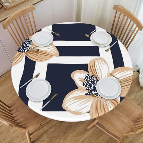 Boltpack Tischdecke mit marineweißem Streifendruck und elastischem Rand, runde Tischdecke, waschbar, wiederverwendbar, Tischdecke für Küche, Esszimmer, Party Boltpack Tischdecke mit marineweißem Streifendruck und elastischem Rand, runde Tischdecke, waschbar, wiederverwendbar, Tischdecke für Küche, Esszimmer, Party von Boltpack