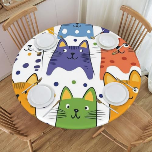 Boltpack Tischdecke mit niedlichem Aufdruck und elastischem Rand, runde Tischdecke, waschbar, wiederverwendbar, Tischdecke für Küche, Esszimmer, Party Boltpack Tischdecke mit niedlichem Aufdruck und elastischem Rand, runde Tischdecke, waschbar, wiederverwendbar, Tischdecke für Küche, Esszimmer, Party von Boltpack
