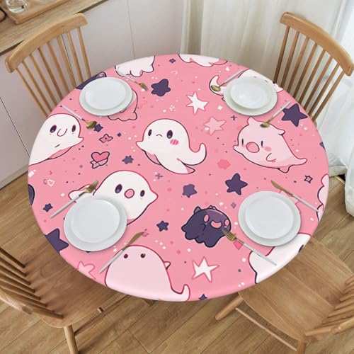 Boltpack Tischdecke mit pinkem Geisterdruck und elastischem Rand, runde Tischdecke, waschbar, wiederverwendbar, Tischdecke für Küche, Esszimmer, Party Boltpack Tischdecke mit pinkem Geisterdruck und elastischem Rand, runde Tischdecke, waschbar, wiederverwendbar, Tischdecke für Küche, Esszimmer, Party von Boltpack