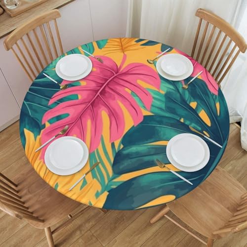 Boltpack Tischdecke mit tropischem Blätterdruck und elastischem Rand, runde Tischdecke, waschbar, wiederverwendbar, Tischdecke für Küche, Esszimmer, Party Boltpack Tischdecke mit tropischem Blätterdruck und elastischem Rand, runde Tischdecke, waschbar, wiederverwendbar, Tischdecke für Küche, Esszimmer, Party von Boltpack