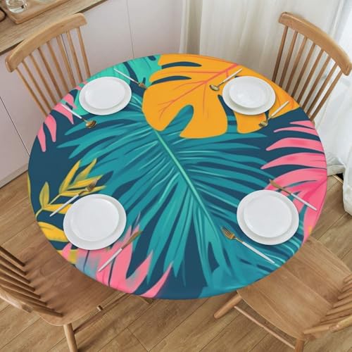 Boltpack Tischdecke mit tropischem Blätterdruck und elastischem Rand, runde Tischdecke, waschbar, wiederverwendbar, Tischdecke für Küche, Esszimmer, Party Boltpack Tischdecke mit tropischem Blätterdruck und elastischem Rand, runde Tischdecke, waschbar, wiederverwendbar, Tischdecke für Küche, Esszimmer, Party von Boltpack