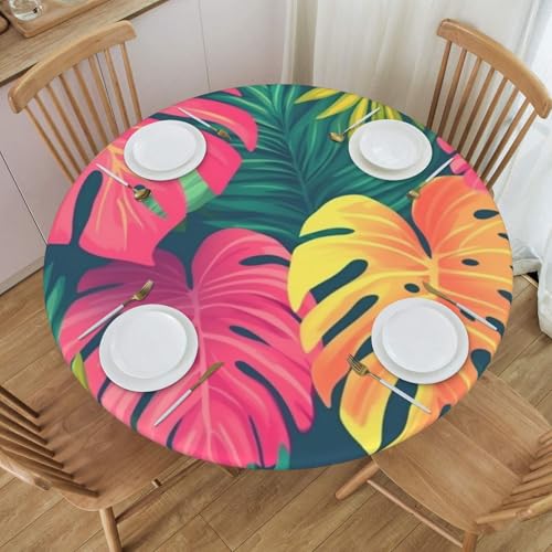 Boltpack Tischdecke mit tropischem Blätterdruck und elastischem Rand, runde Tischdecke, waschbar, wiederverwendbar, Tischdecke für Küche, Esszimmer, Party Boltpack Tischdecke mit tropischem Blätterdruck und elastischem Rand, runde Tischdecke, waschbar, wiederverwendbar, Tischdecke für Küche, Esszimmer, Party von Boltpack