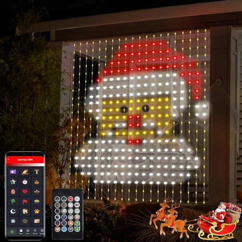 LED Vorhang Lichter - Dynamisch DIY Lichterkette Vorhang, 1.6x1.6m Lichterkette 256 LEDs, Smart Lichtervorhang mit Fernbedienung/APP, Lichterketten Vorhang für Weihnachtsdeko Party Innen Außen Deko von BomKra