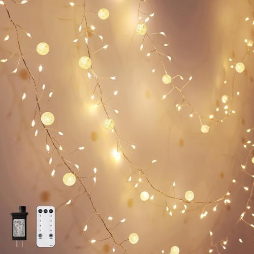 Led Lichterketten Globe Außen Innen Mit Stecker, 6M 400 LEDs Kugel mit Beleuchtung & Timer, Lichterketten für Kinderzimmer Hochzeit Camping Innen Außen Dekorationen von BomKra
