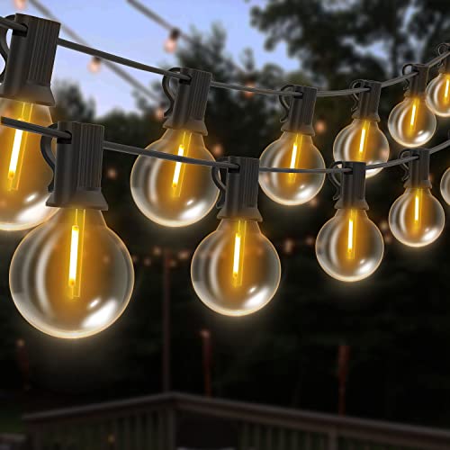 Bomcosy LED Lichterkette Außen 60M, G40 Outdoor Glühbirnen 100+4 Plastik Birnen, Wasserdicht IP44 Hängende Lights für Aussen,Garten,Terrasse,Party,Café, 2700K Warmweiß von Bomcosy