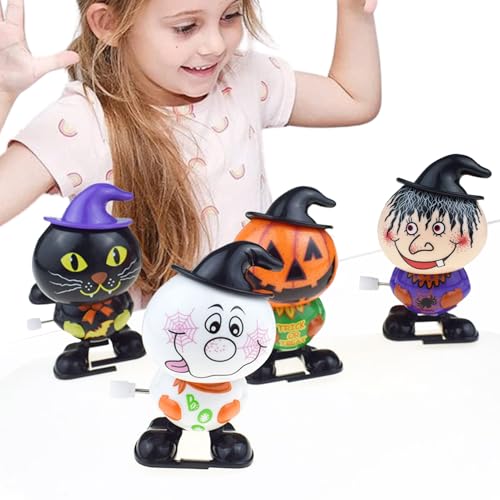 Bomefoi Spielzeug zum Stressabbau - 4-teiliges exquisites Halloween-Party-Spielzeug-Set - Wiederverwendbares Handaufziehspielzeug. Charmantes kleines Halloween-Uhrwerkspiel für stundenlangen Spaß und von Bomefoi