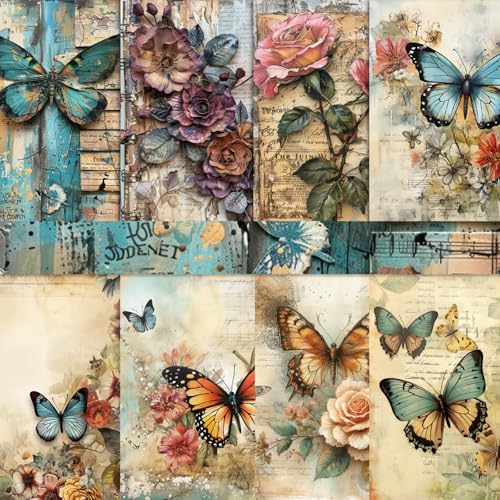 Bomichi 16 Blatt Scrapbook-Papier, Vintage-Design, dekoratives Scrapbook-Zubehör für Junk-Tagebuch, Kartenherstellung, Bild, Kunst, Collage, DIY, 15,2 x 15,2 cm, Schmetterlingsmotiv Bomichi 16 Blatt Scrapbook-Papier, Vintage-Design, dekoratives Scrapbook-Zubehör für Junk-Tagebuch, Kartenherstellung, Bild, Kunst, Collage, DIY, 15,2 x 15,2 cm, Schmetterlingsmotiv von Bomichi